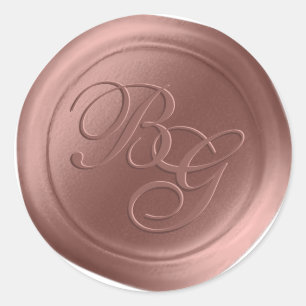 Dusty Rose Calligraphy Monogram Wax Seal Stickers