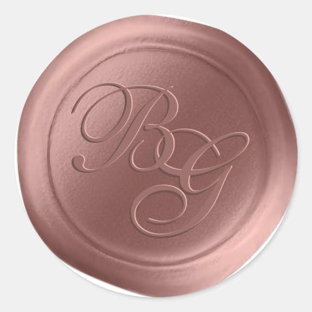 Dusty Rose Calligraphy Monogram Wax Seal Stickers (Front)