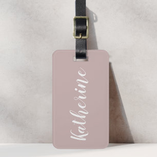 Dusty Rose Calligraphy Name Luggage Tag