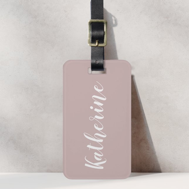 Dusty Rose Calligraphy Name Luggage Tag (Creator Uploaded)