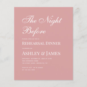 Dusty Rose Calligraphy Rehearsal Dinner Invitation