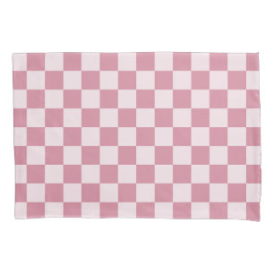 Dusty rose checkerboard pattern pillowcase