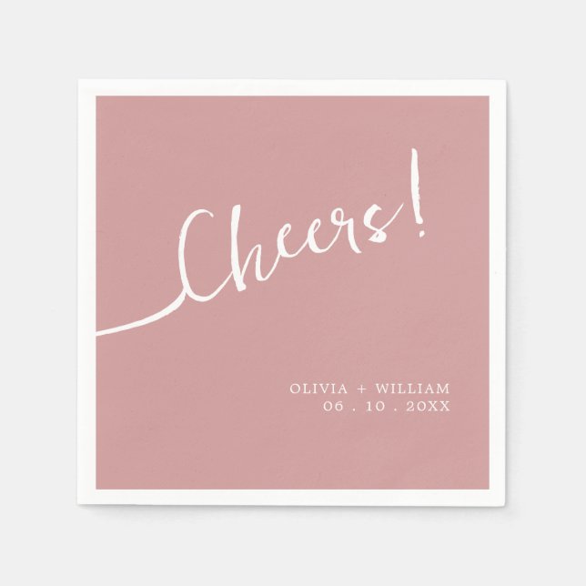 Dusty Rose Cheers Script Wedding Napkin (Front)