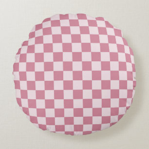Dusty rose chequerboard pattern round cushion