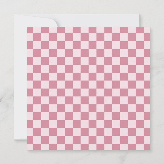 Dusty rose chequerboard pattern thank you card (Front)