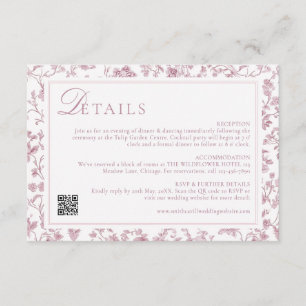 Dusty Rose Chinoiserie Wedding Details Enclosure Card