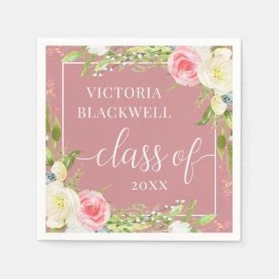 Dusty Rose Class of 2022 Floral Graduation Napkin