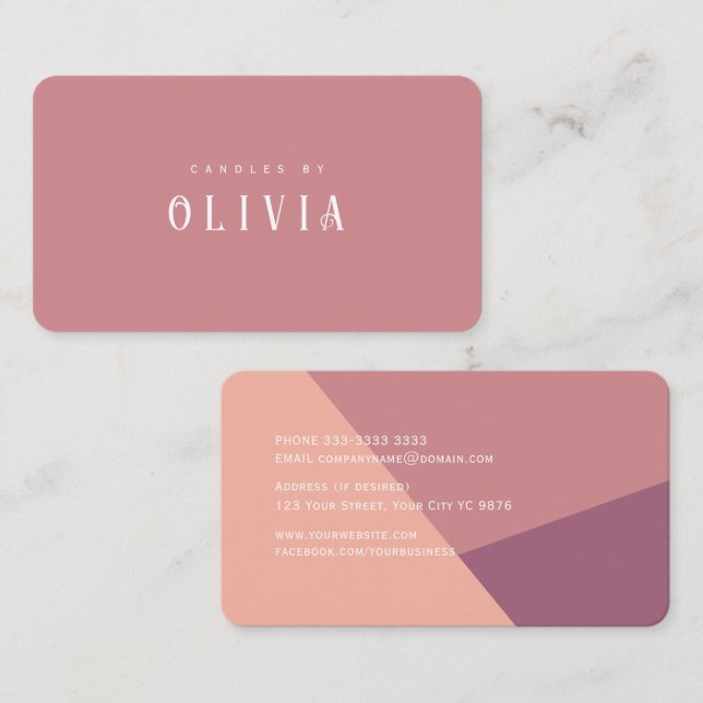 Dusty Rose Colour Block - elegant cute  Business Card (Front/Back)