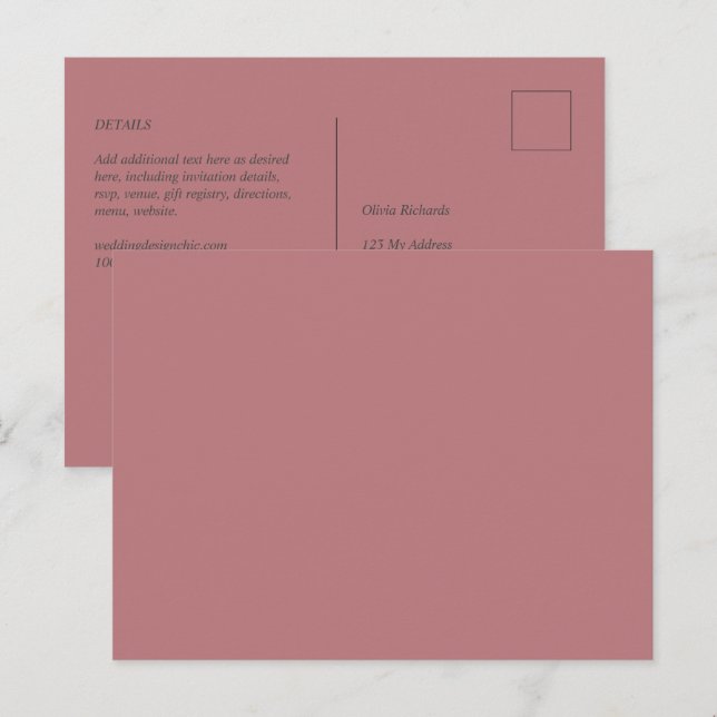 Dusty Rose Colour Template Postcard (Front/Back)