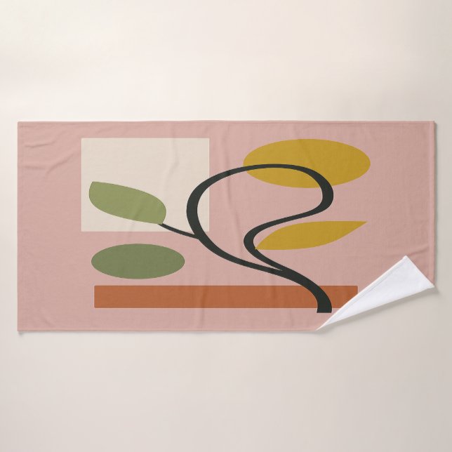 Dusty Rose Contemporary Geometric  Bath Towel (Bath Towel)