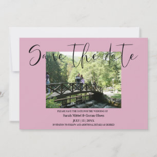 Dusty Rose Couple Photo Wedding Save the date 