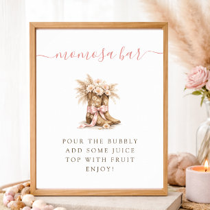 Dusty Rose Cowgirl Baby Shower Momosa Bar Sign