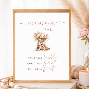 Dusty Rose Cowgirl Baby Shower Momosa Bar Sign