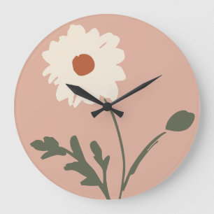 Dusty Rose-Cream Modern Farmhouse Single Daisy Large Clock