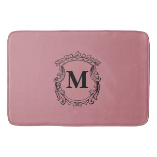 Dusty Rose Custom Monogram Crest Bath Mat