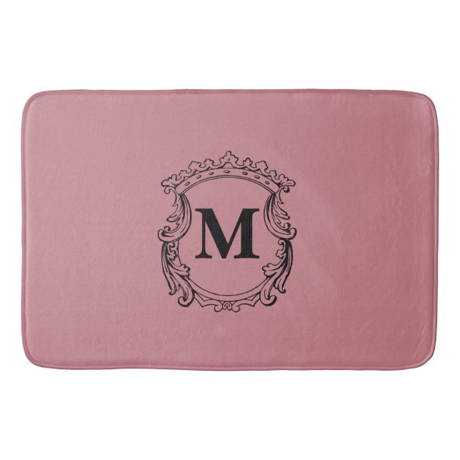 Dusty Rose Custom Monogram Crest Bath Mat (Front)
