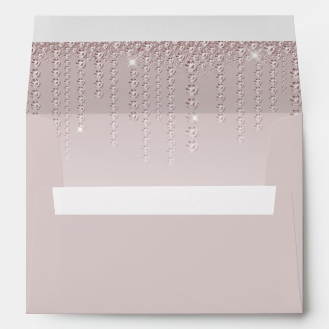 Dusty Rose Diamond Return Addressed Invitation Envelope (Back (Bottom))