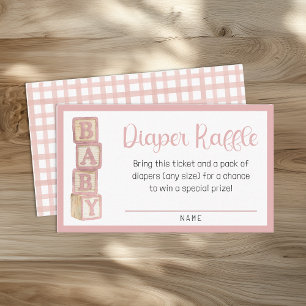 Dusty Rose Diaper Raffle Card   Baby Shower Insert