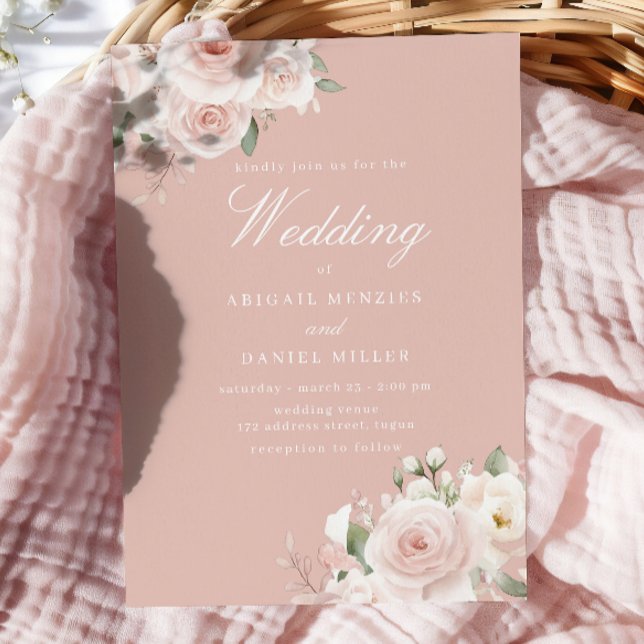Dusty Rose Elegant Blush Wedding  Invitation (Creator Uploaded)