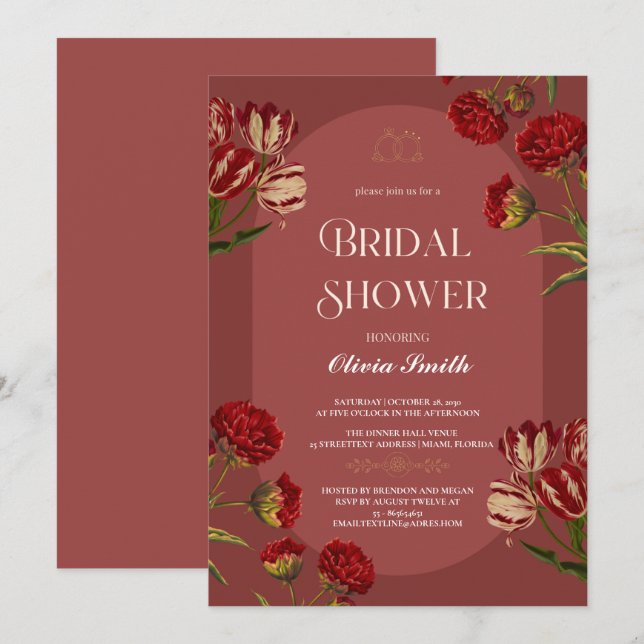 dusty rose elegant bridal shower,dusty pink flower invitation (Front/Back)