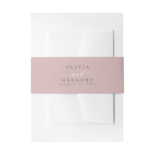 Dusty Rose Elegant Minimal Wedding Invitation Belly Band
