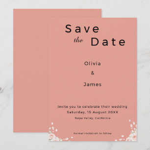 Dusty Rose Elegant Minimalist Whispered Petals  Save The Date