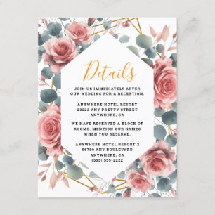  Dusty Rose Elegant Pink Mauve Gold Floral  Enclosure Card
