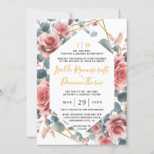 Dusty Rose Elegant Pink Mauve Gold Floral Wedding