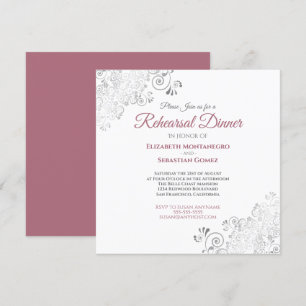 Dusty Rose Elegant Wedding Rehearsal Dinner Invitation
