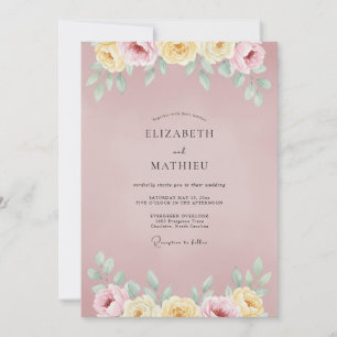 Dusty Rose Ethereal Botanical Wedding Invitation