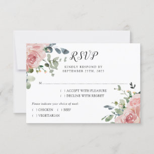 Dusty Rose Eucalyptus Botanical Wedding RSVP Card
