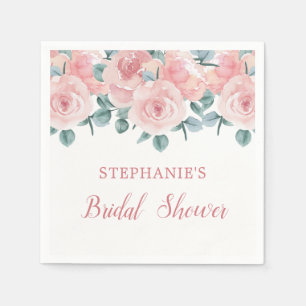 Dusty Rose Eucalyptus Elegant Floral Bridal Shower Napkin