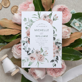 Dusty Rose Eucalyptus Greenery Floral Wedding   Invitation