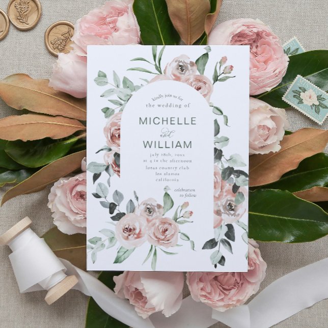 Dusty Rose Eucalyptus Greenery Floral Wedding   Invitation (Creator Uploaded)