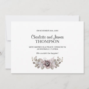 Dusty Rose Eucalyptus Leaves Wedding Announcement