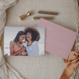 Dusty Rose   Faded Photo Bridesmaid Proposal Card