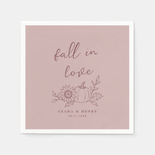 Dusty Rose Fall in Love Pumpkin Bridal Shower Napkin