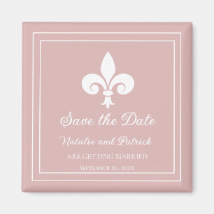 Dusty Rose Fleur de Lis Save the Date Magnet