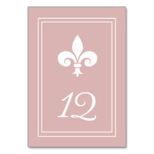 Dusty Rose Fleur de Lis Table Number Card