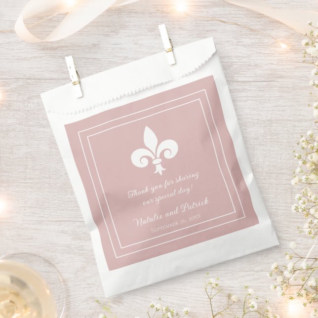 Dusty Rose Fleur de Lis Wedding Favour Bags (Clipped)