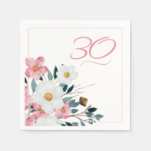 Dusty Rose Floral 30th Birthday Napkin