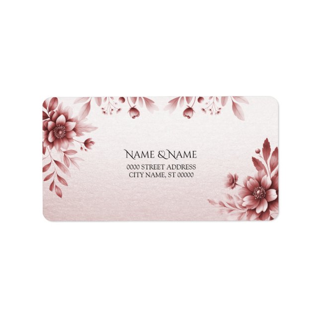 Dusty Rose Floral Address Label (Front)