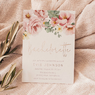 Dusty Rose Floral Bachelorette Party Rose Gold