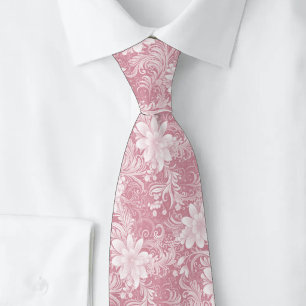 Dusty Rose Floral Batik Tie
