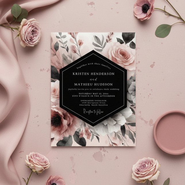 Dusty Rose Floral Bloom Romance Wedding Invitation (Creator Uploaded)