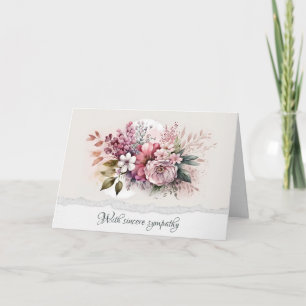 Dusty Rose Floral Bouquet Sympathy Card