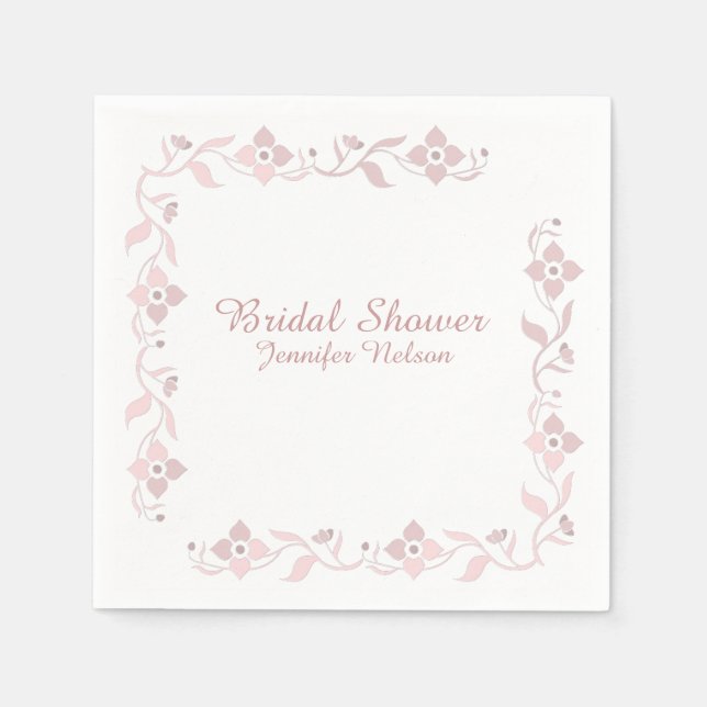 Dusty Rose Floral Bridal Shower Napkins (Front)