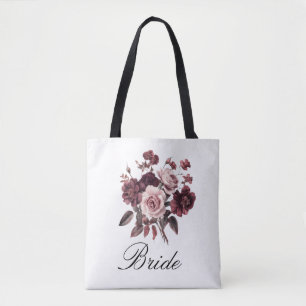 Dusty Rose Floral Bride Bridal Shower Tote Bag