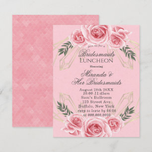 Dusty Rose Floral Bridesmaids Luncheon Invites