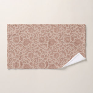 Dusty Rose Floral Brocade Pattern Bath Towel Set